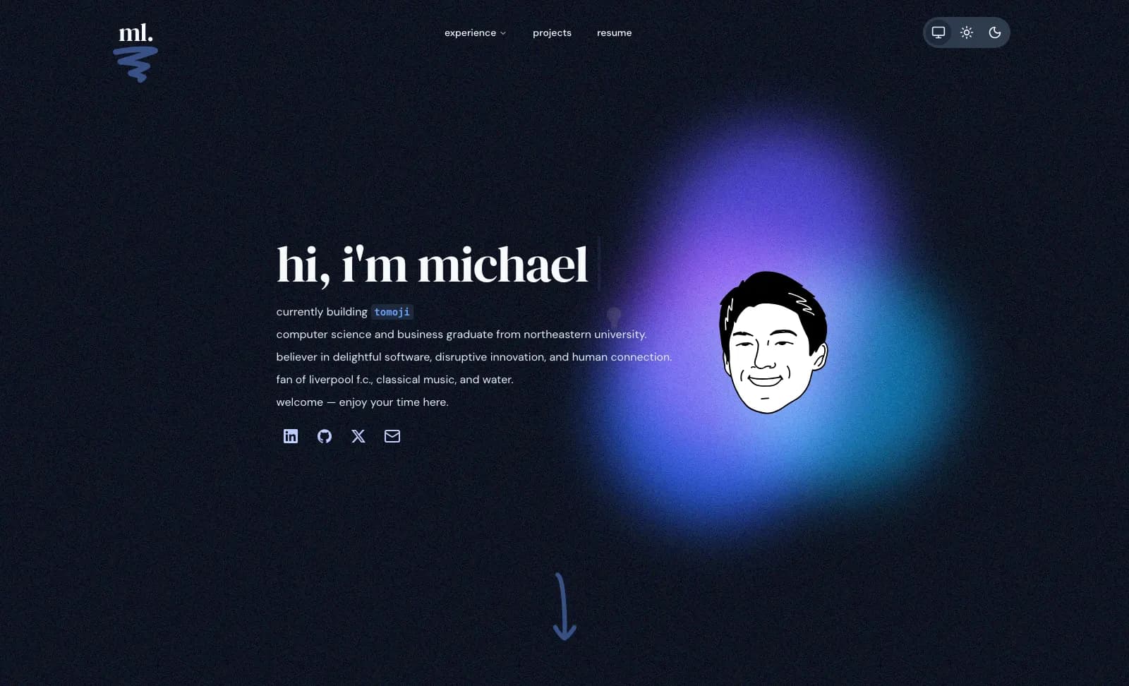 Portfolio homepage screenshot